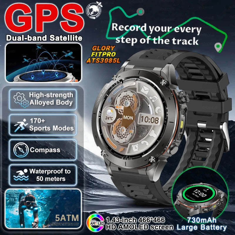 2025 New TRex 3 GPS Smart Watches 10ATM Waterproof Built-in Dual-band GNSS Compass Military Sports Bracelet Men For Xiaomi IOS