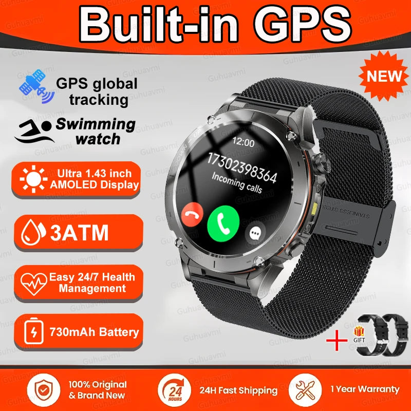 2025 New Military Grade Smart Watch 10ATM Waterproof Built-in Dual-Band GNSS Compass BTCall For Xiaomi Sport Smartwatch Original