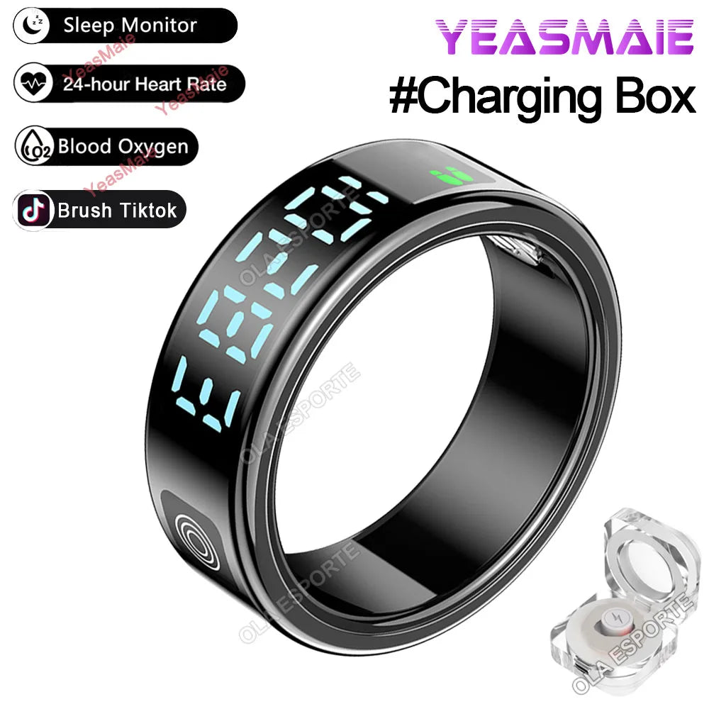 2025 New RS08 Smart Ring 5ATM Waterproof Health Fitness Ring Multi Sport Modes Heart Rate and Blood Oxygen Monitor for Men Women