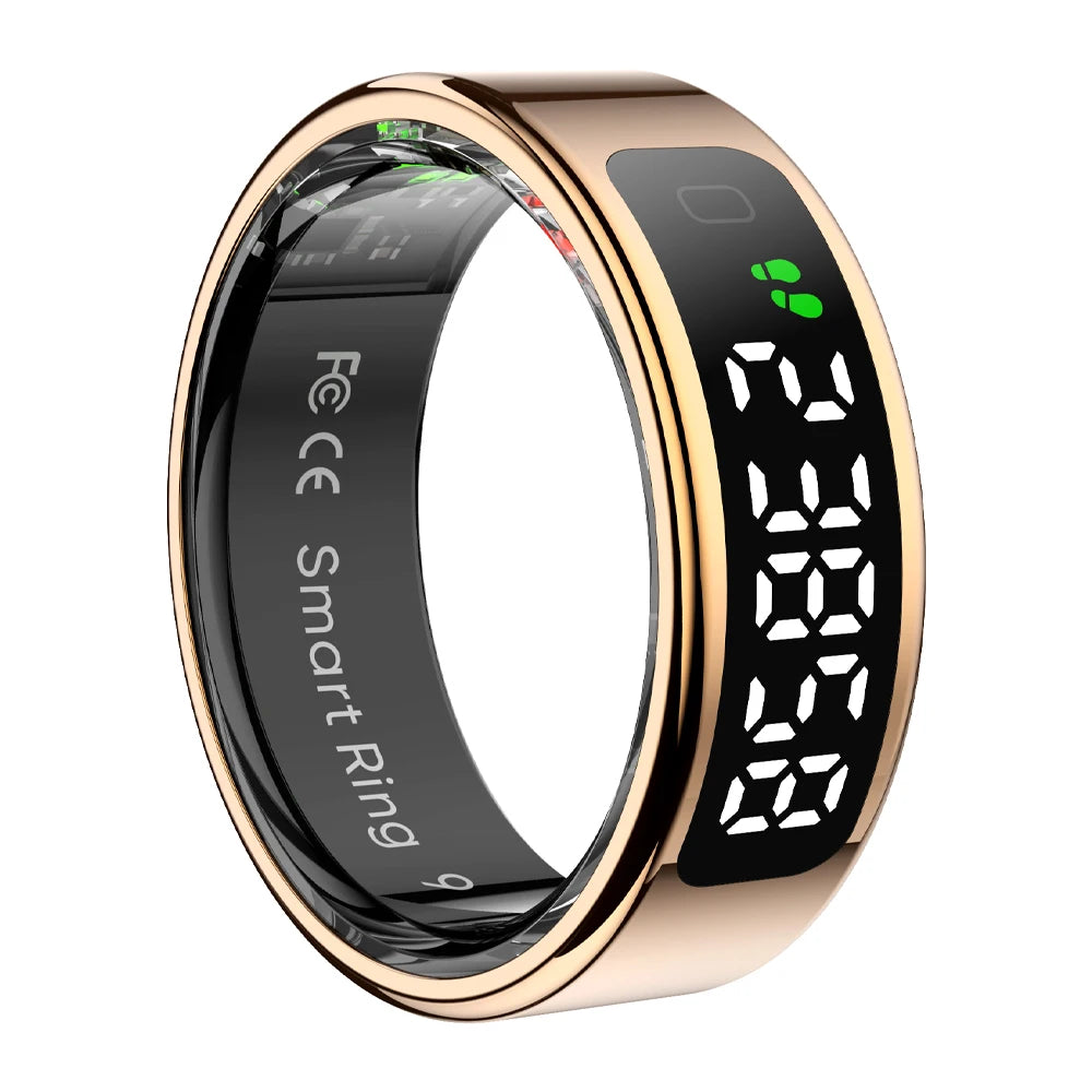 R12 Smart Ring With Display Screen Touch Heart Rate Health Monitoring Manager Wireless Charging 5 ATM Waterproof For Men Women