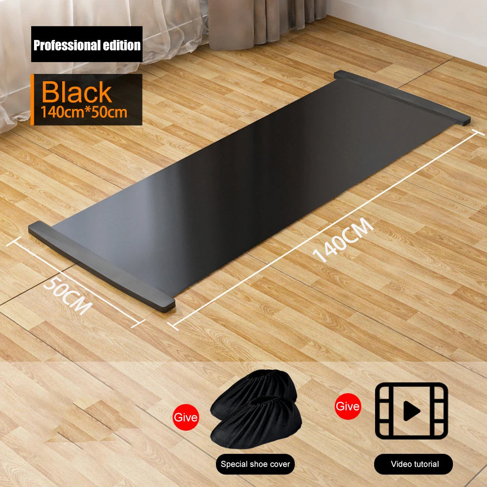 1.4/1.8/2M Yoga Sliding Mat Sports Fitness Glide Plate Skating Slide Board with Shoe Booties For Ice Hockey Leg Exercise Trainer
