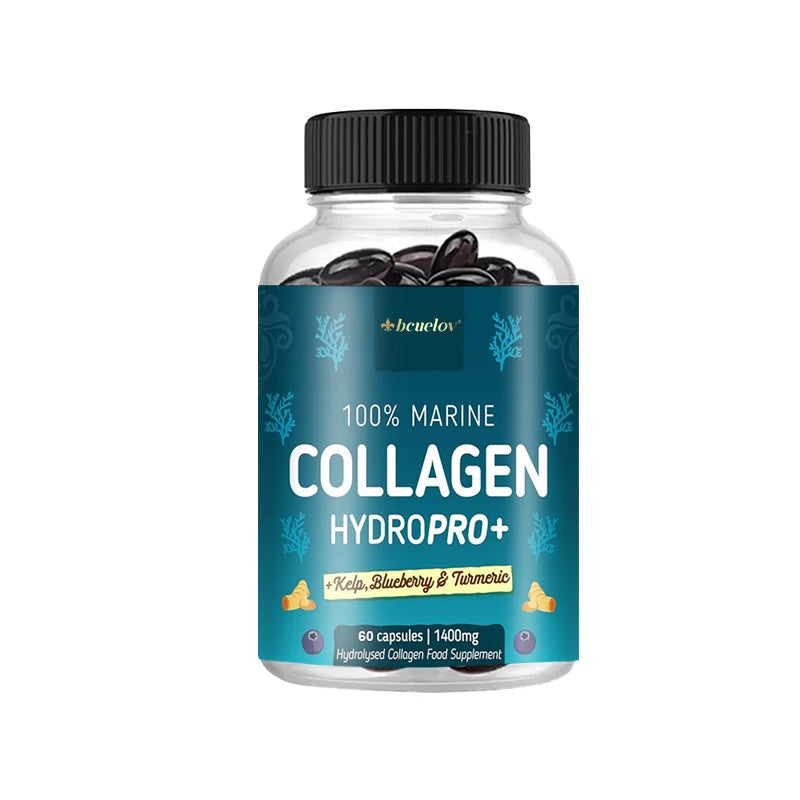 Powerful Marine Collagen - With Hyaluronic Acid, Biotin & Blueberry - 1400mg Complex-Hydrolyzed Type 1-With Vitamins & Minerals