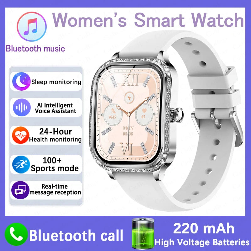 For Xiaomi Huawei New Women Smart Watch Heart Rate Blood Pressure Monitor Music Playback AI Voice Sports BT Calling SmartWatch
