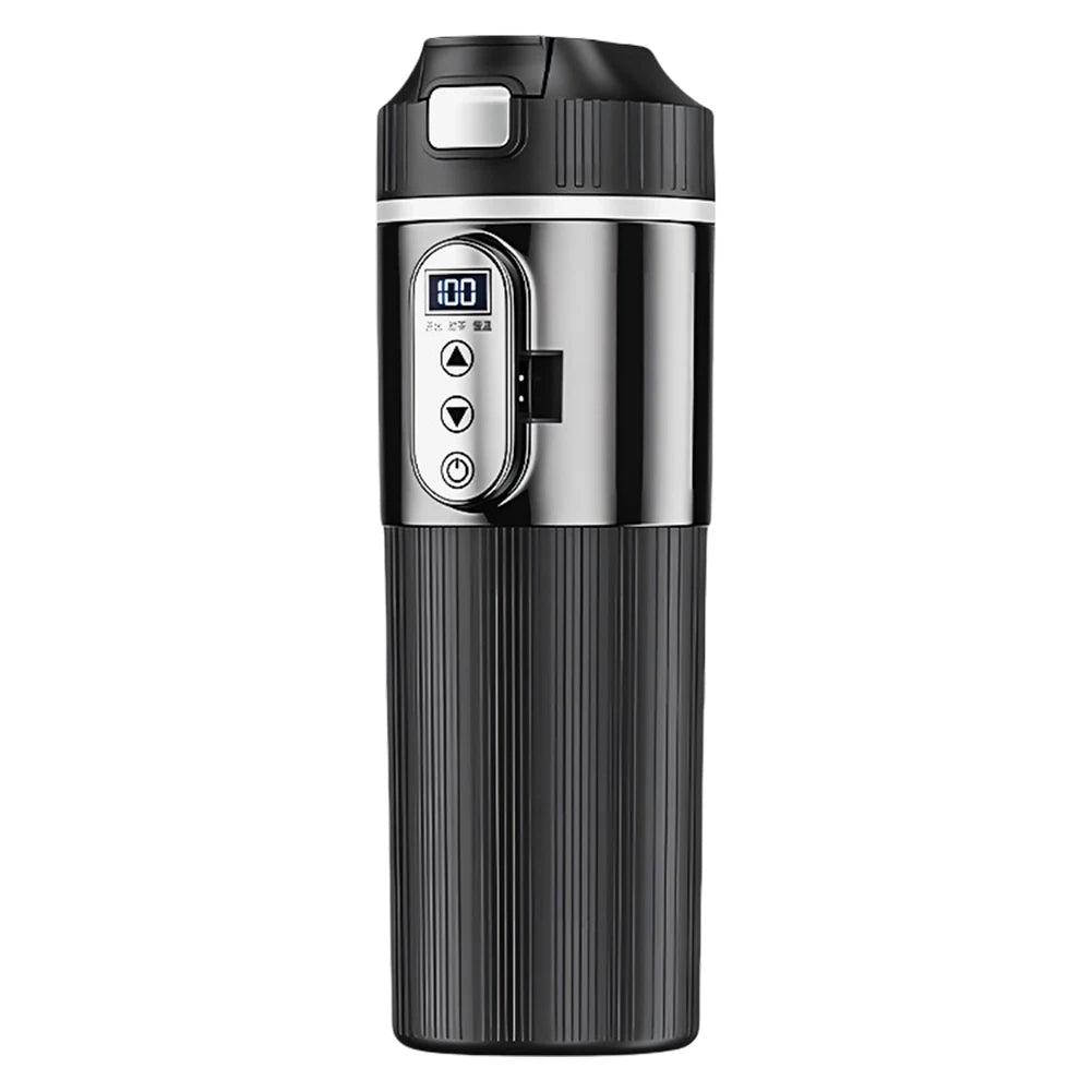12V/24V Car Heating Cup Smart Temperature Sensor Electric Kettle Stainless Steel Thermos Cup Travel Car Coffee Mug Warmer Bottle