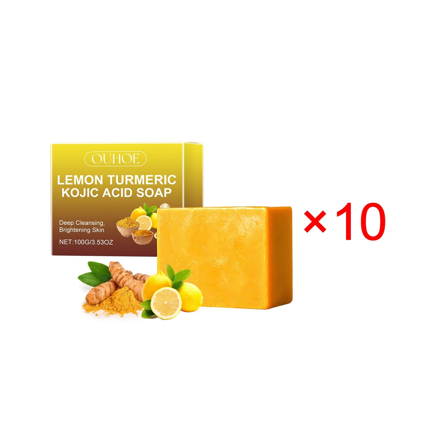 Lemon Turmeric Kojic Acid Soap Clean Facial Skin Improve Texture and Keep Skin Clean Dark Spot Remover Moist Bathing Facial Soap