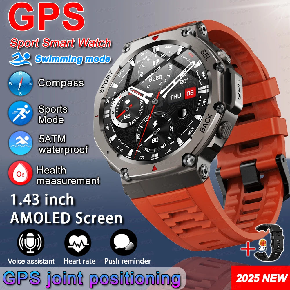 2025 New For Xiaomi T-Rex 3 Ultra GPS Smart Watch 5 ATM Waterproof Built-in Dual-band GNSS Compass Military Sport Smartwatch Men