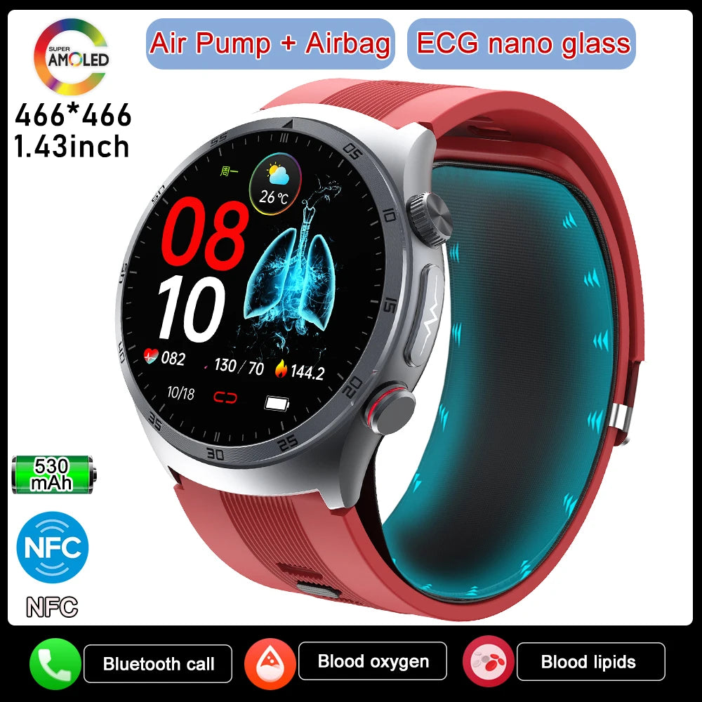 Airbag Smart Watch For huawei 2025 New health watch mens air Pump True Accurately Blood Pressure watches Uric Acid Blood Lipids