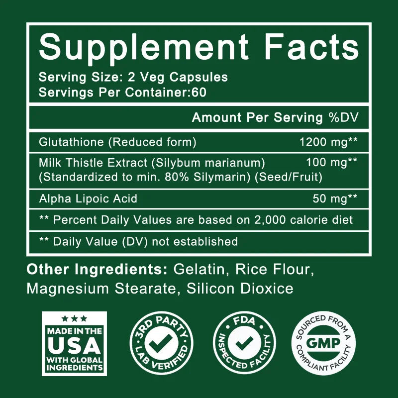 Glutathione Capsules - Helps Maintain Skin Health and Strengthen Immunity, Prevents Melanin Deposition and Brightens Skin Tone