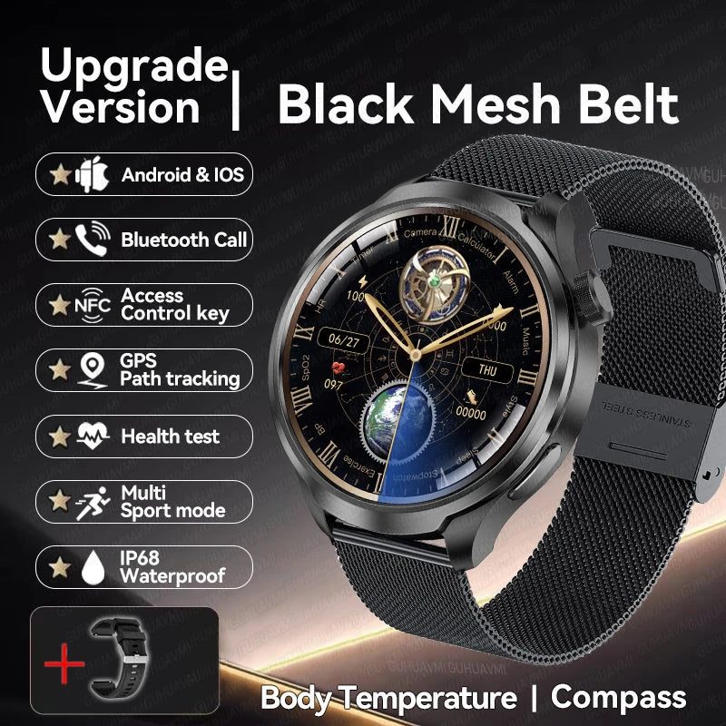 2025 New GPS Sports NFC Fashion Smartwatch Men's 1.85 "AMOLED Screen Heart Rate Blood Pressure Health Smart Watch For Huawei IOS