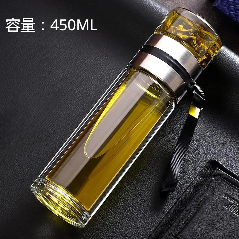 Tea Water Bottle High Borosilicate Glass Double Layer Tea Water Cup Infuser Tumbler Drinkware Water Bottle With Tea Filter