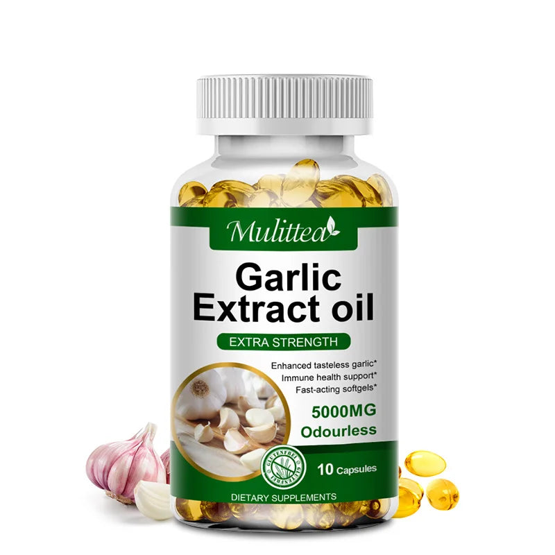 Mulittea Tasteless Garlic Oil Extract Capsules Helps Enhance immunity Cellular Detox for Men and Women