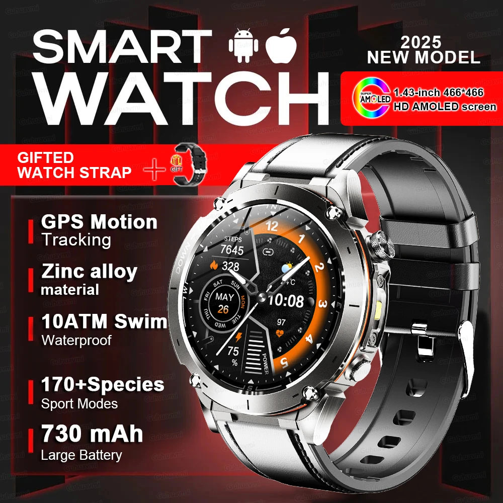 New For HUAWEI Dual-Band Satellite GPS Smartwatch Ultra HD AMOLED Screen Compass 10ATM Waterproof Sports SmartBracelet Men Watch