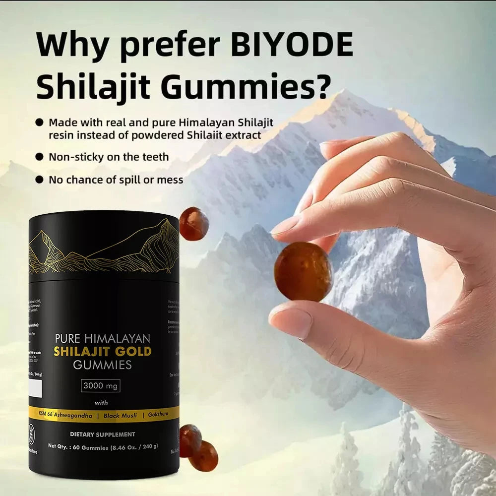 Pure Himalayan Shilajit Gummies, 3000 Mg Gold Grade Shilajit with Ashwagandha, Gokshura for Energy and Immune Support