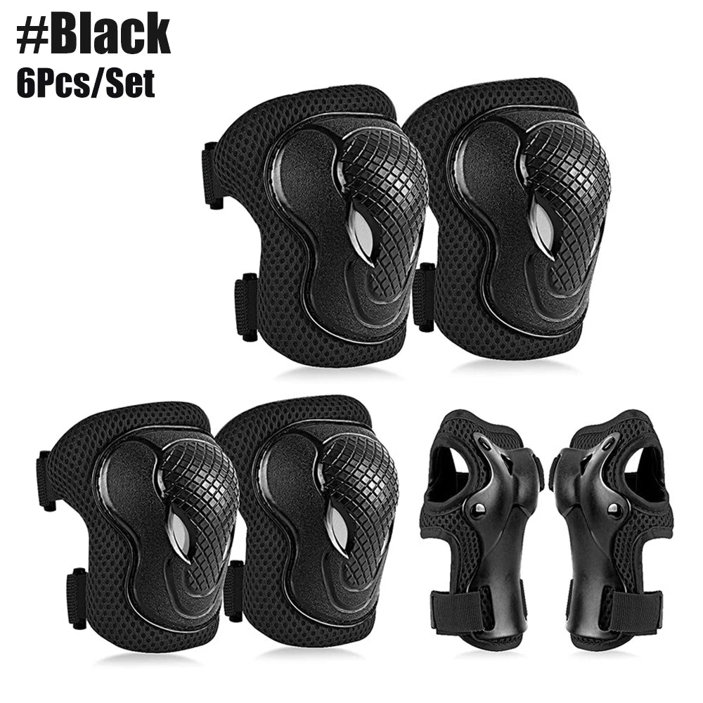 GOMOREON 6Pcs/Set Kids Safety Knee Pads Elbow Pads Wrist Guards Children Protective Gear for Girls Boys Cycling Skating Roller