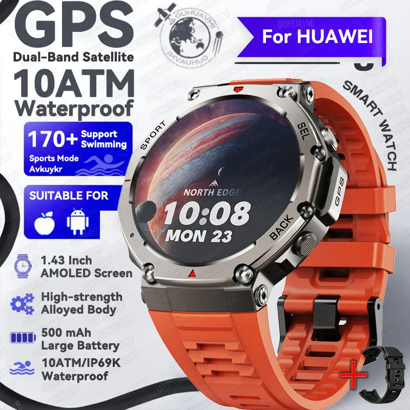 2025 NEW For XIAOMI GPS Smart Watch For Men Smartwatch Compass Altimeter Barometric 10ATM IP69K Waterproof AMOLED Mens bracelet
