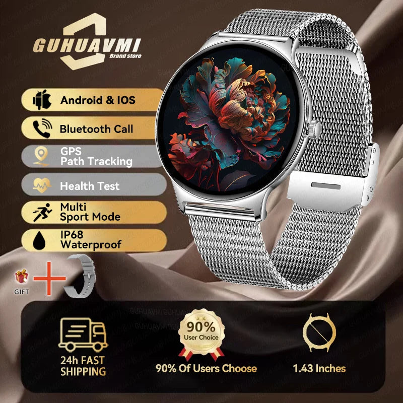 2025 New Smart Watch For Women Gift 1.43 Inch Full Touch Screen Sports Fitness Watches Bluetooth Calls Digital Smartwatch Ladies