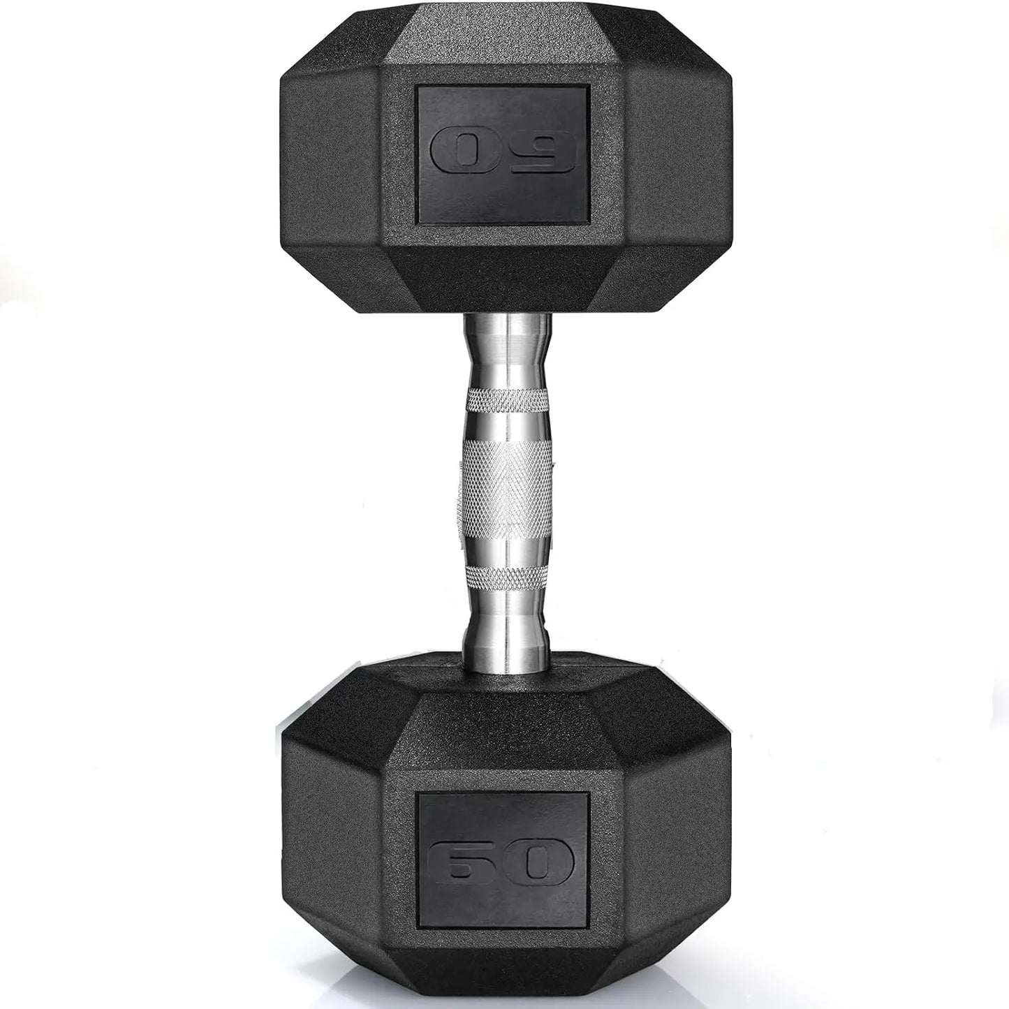 Rubber Hex Dumbbell Hand Weight, 40-75LB Dumbbells Rubber Coated Cast Iron Hex Black Dumbbells, Weights Dumbbells Set,1Pair/2Pcs