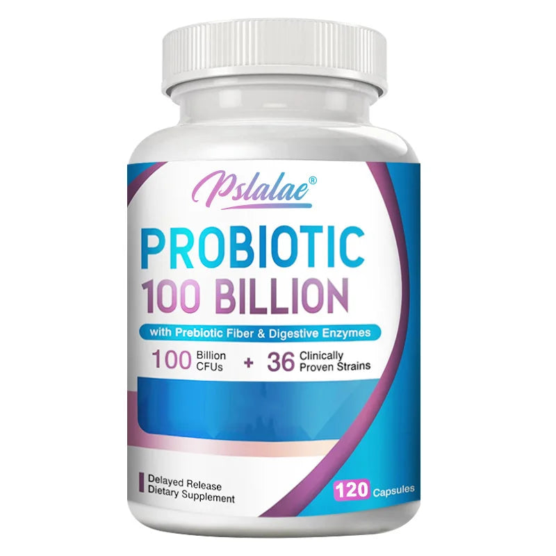 Premium Probiotic with Organic Prebiotic Fiber and Enzymes To Support Digestion and Immune System - 120 Capsules