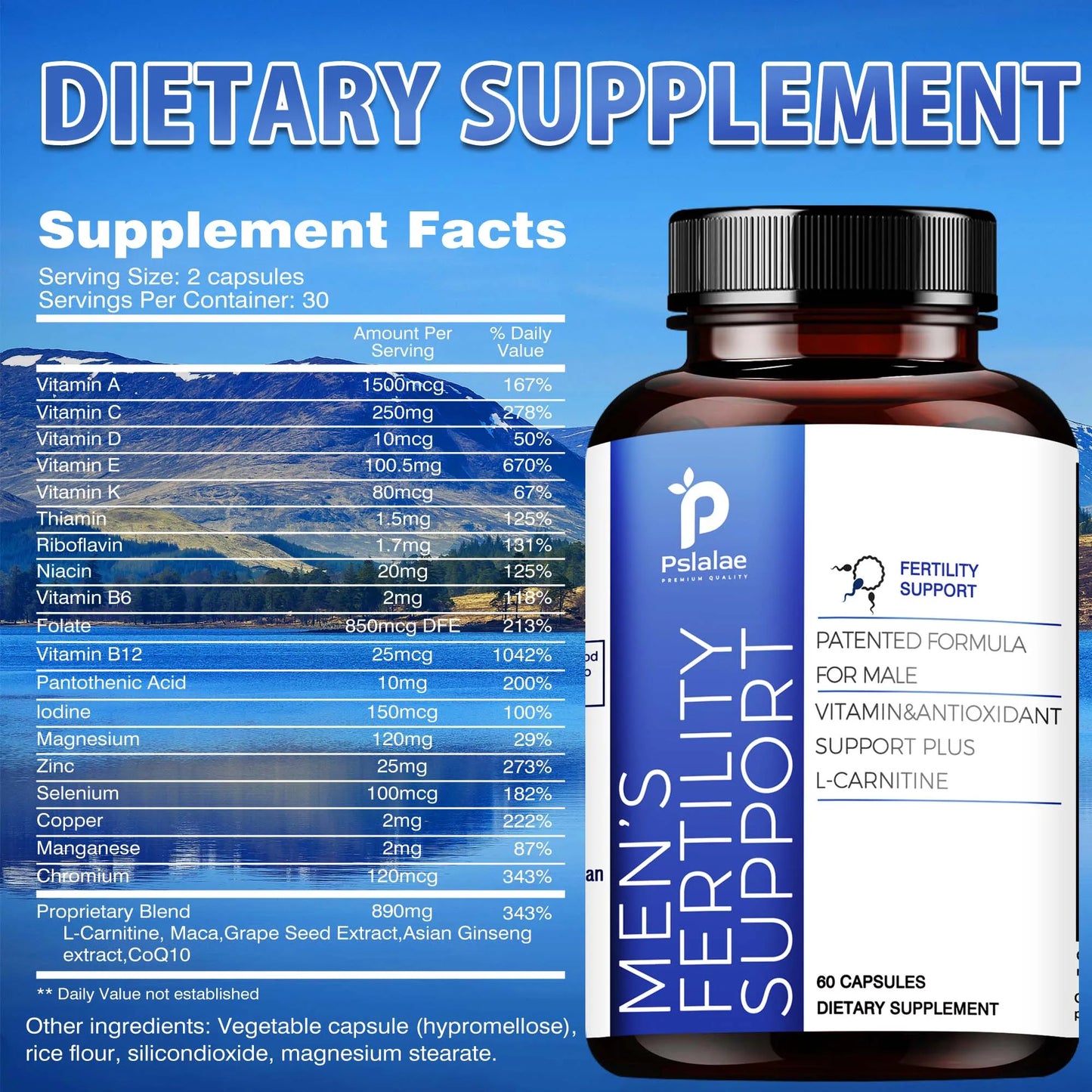 Male Fertility - Support Male Reproductive Health, Maintain Physical Condition, Enhance Strength and Endurance - 60 Capsules