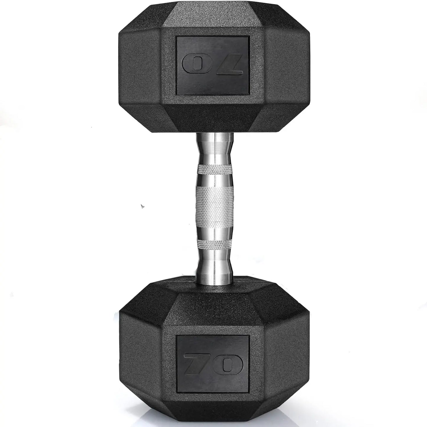 Rubber Hex Dumbbell Hand Weight, 40-75LB Dumbbells Rubber Coated Cast Iron Hex Black Dumbbells, Weights Dumbbells Set,1Pair/2Pcs