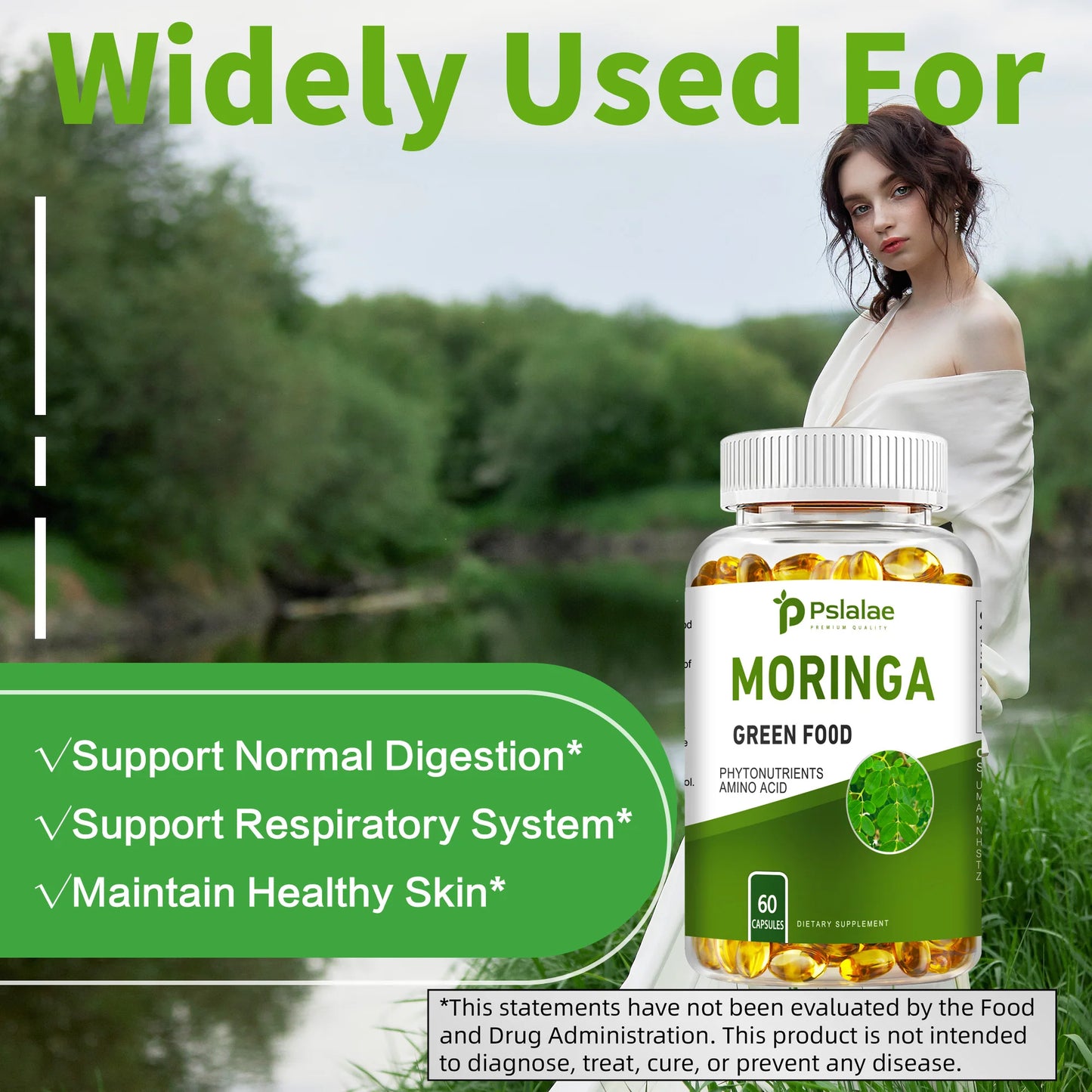 Moringa Capsules - Supports Digestion and Heart, Promotes Immune System Health and Brain Health - 60 Capsules