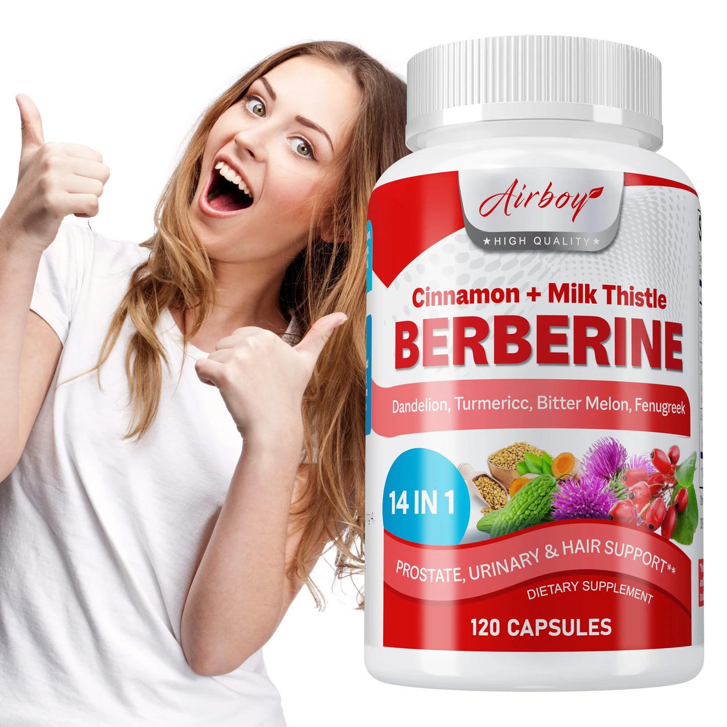 Berberine Capsules - Ceylon Cinnamon, Milk Thistle - Support Glucose Balance, Liver Health, Improves Digestion - 120 Capsules