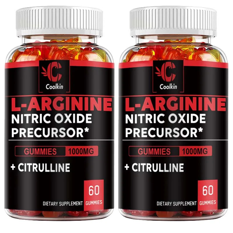 L-Arginine Gummies - Nitric Oxide for Muscle Growth and Strength, Build Muscle Mass - 60 Gummies