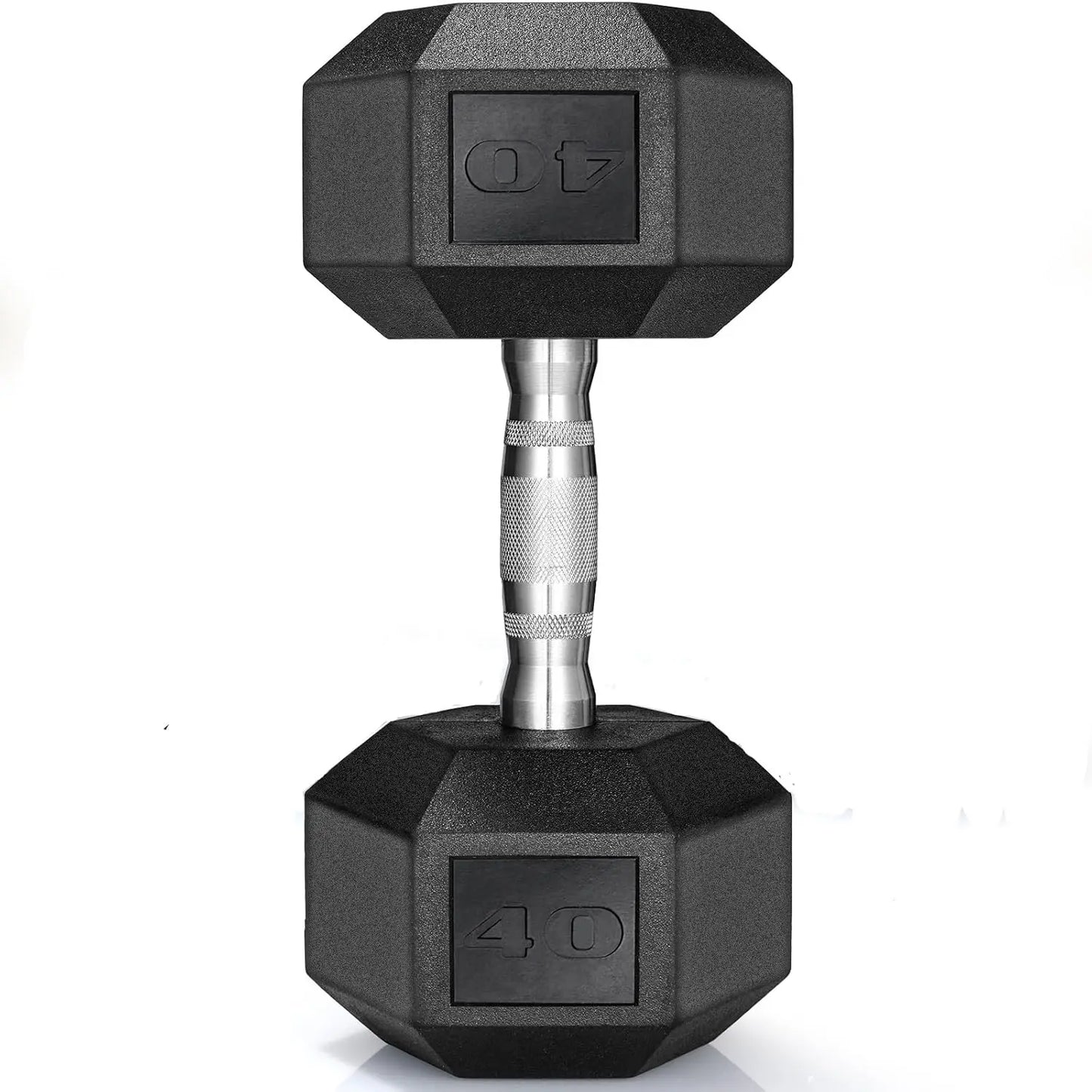 Rubber Hex Dumbbell Hand Weight, 40-75LB Dumbbells Rubber Coated Cast Iron Hex Black Dumbbells, Weights Dumbbells Set,1Pair/2Pcs