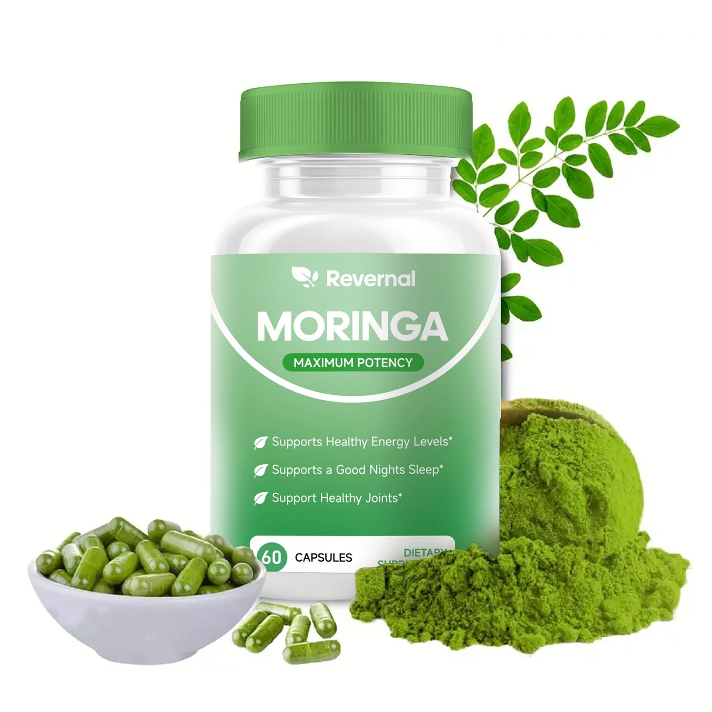 Quitmood Moringa Powder Capsules - 800mg of Pure Nutrient-Rich Moringa Powder - A Natural Green Antioxidant Superfood
