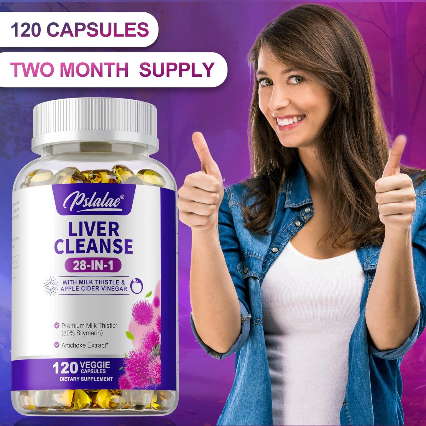 Liver Health Support, 28-in-1 Liver Cleanse, Detox & Repair Fatty Liver Formula with Artichoke, Dandelion - 120 Capsules
