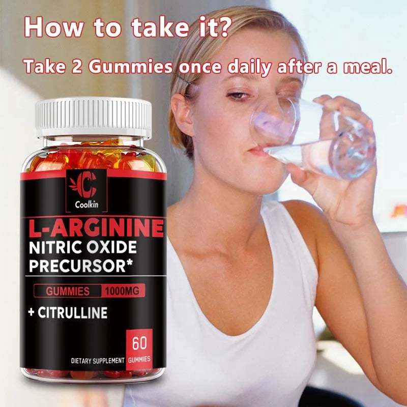 L-Arginine Gummies - Nitric Oxide for Muscle Growth and Strength, Build Muscle Mass - 60 Gummies