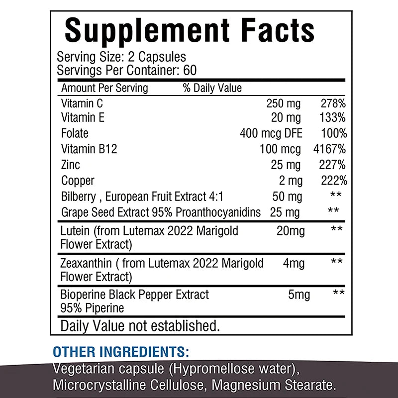 Lutein Ester - with Lutein & Zeaxanthin - Eye Health Support Supplements to Promote Healthy Vision - 120 Capsules
