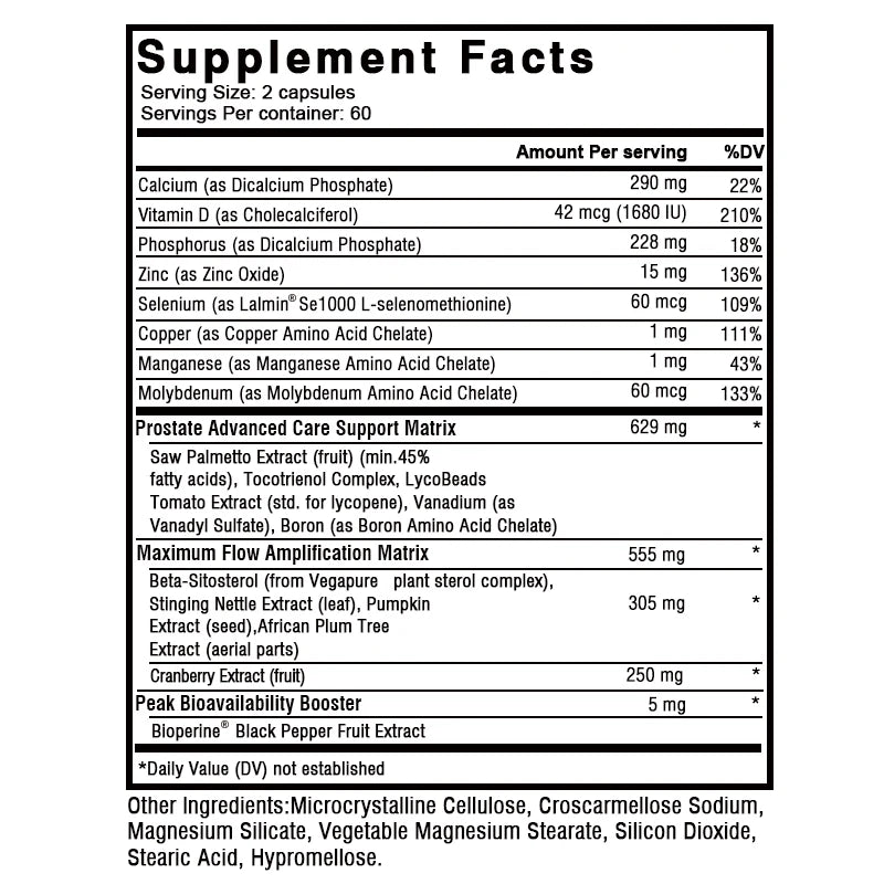 Prostate - Premium Formula with Saw Palmetto, Lycopene, Nettle, Cranberry - 120 Capsules