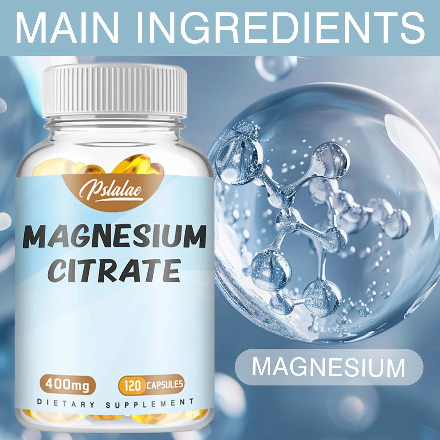Magnesium Citrate Capsules - Supports Muscle, Nervous System, Bone, Heart Health and Energy - 120 Capsules