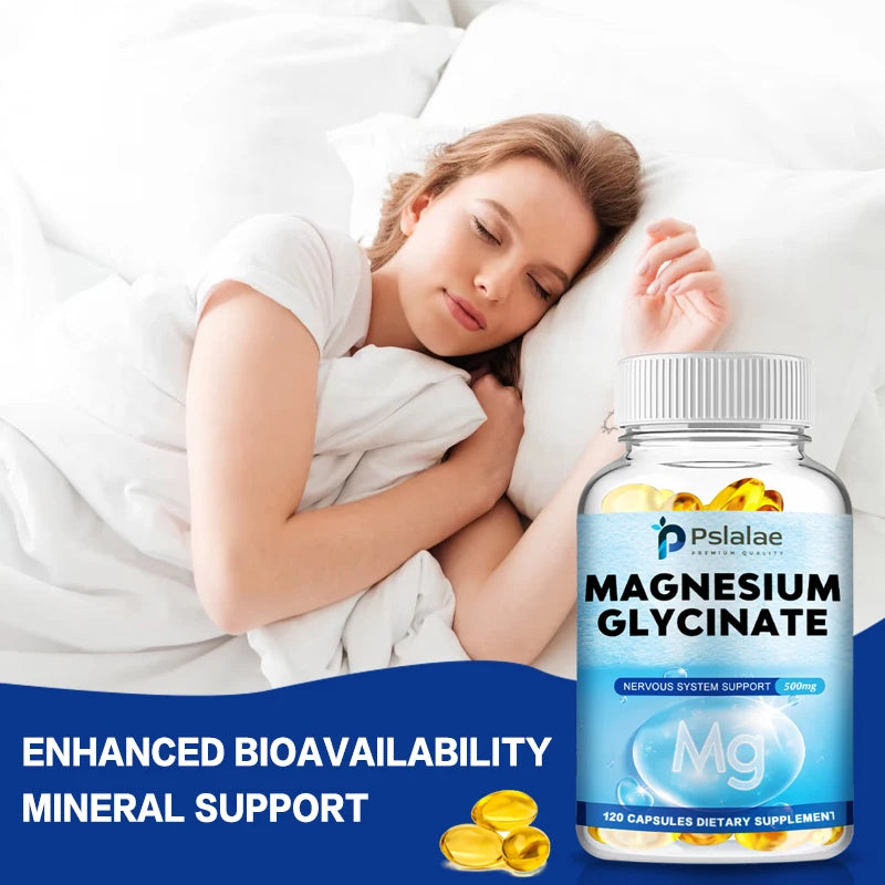Magnesium Glycinate - Supports Muscle, Nerve, Joint and Heart Health, Promotes Deep Sleep, with Vitamin D3, Zinc - 120 Capsules