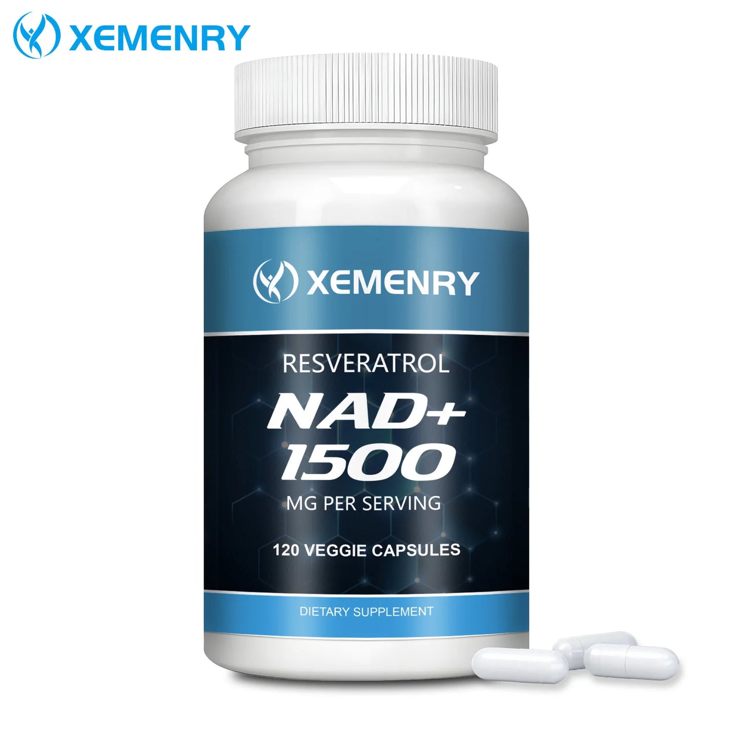 NAD + Resveratrol - Anti-aging, Helps Boost Energy, Promotes Cell and Skin Health - 120 Capsules