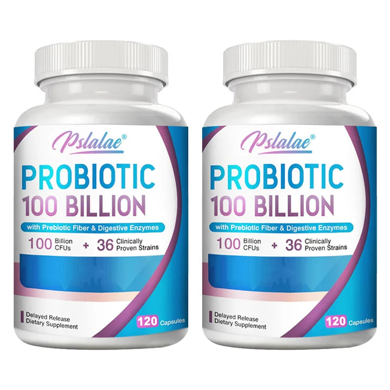 Premium Probiotic with Organic Prebiotic Fiber and Enzymes To Support Digestion and Immune System - 120 Capsules