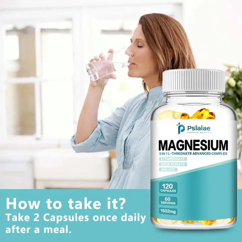 Magnesium L-Threonate - Improves Sleep Quality, Relieves Stress, and Supports Memory and Cognitive Function - 120 Capsules
