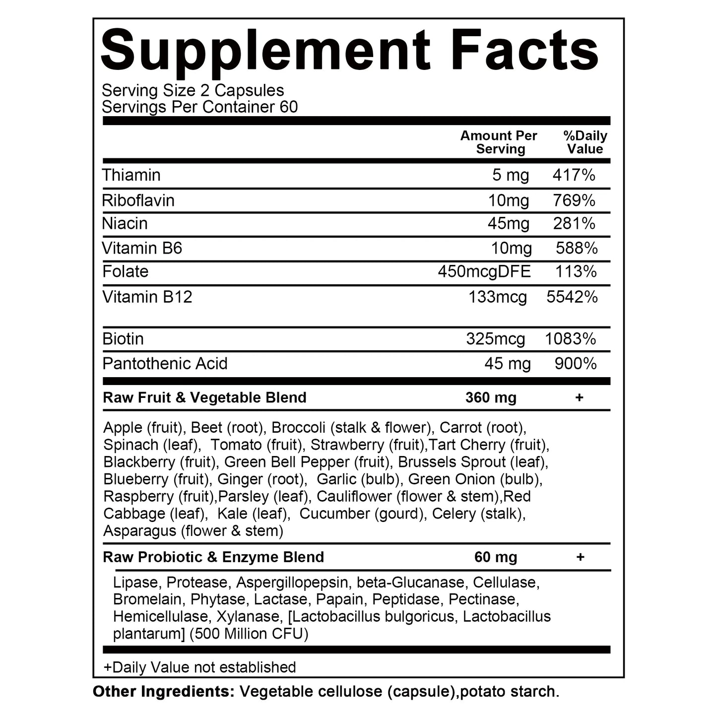 B Vitamin - Healthy Energy Metabolism, Boosts Immunity, And Supports Nervous System Health - 120 Capsules