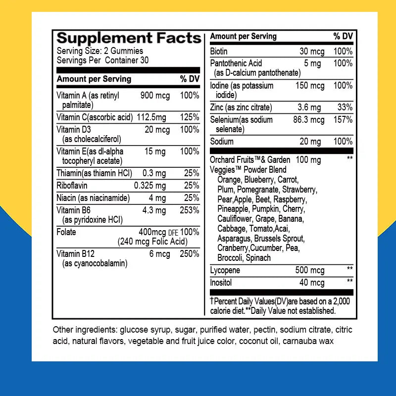 Men's Multivitamin Gummies - Supports Energy Metabolism and Muscle Function, and Enhances Immunity - 60 Gummies