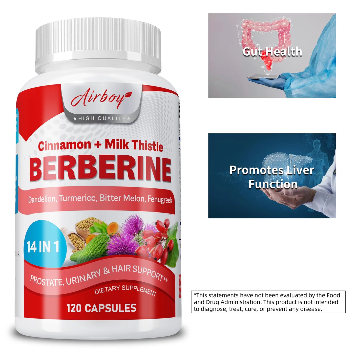 Berberine Capsules - Ceylon Cinnamon, Milk Thistle - Support Glucose Balance, Liver Health, Improves Digestion - 120 Capsules