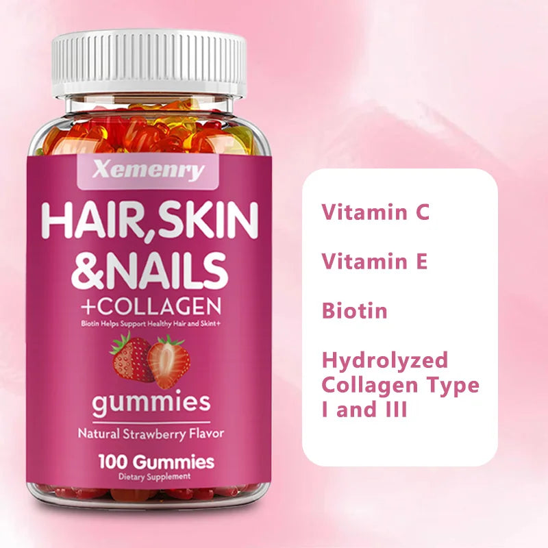 Biotin Gummies - Supports Hair, Skin, Nails & Collagen, Brightens Skin Tone - 100 Gummies