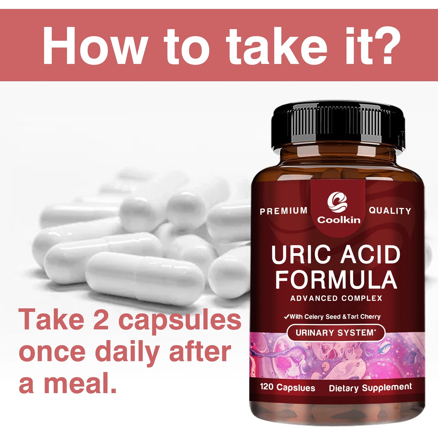 Uric Acid Cleanse Capsules - with Tart Cherries, Celery - Kidney Cleansing, Uric Acid Cleansing, Joint Health - 120 Capsules