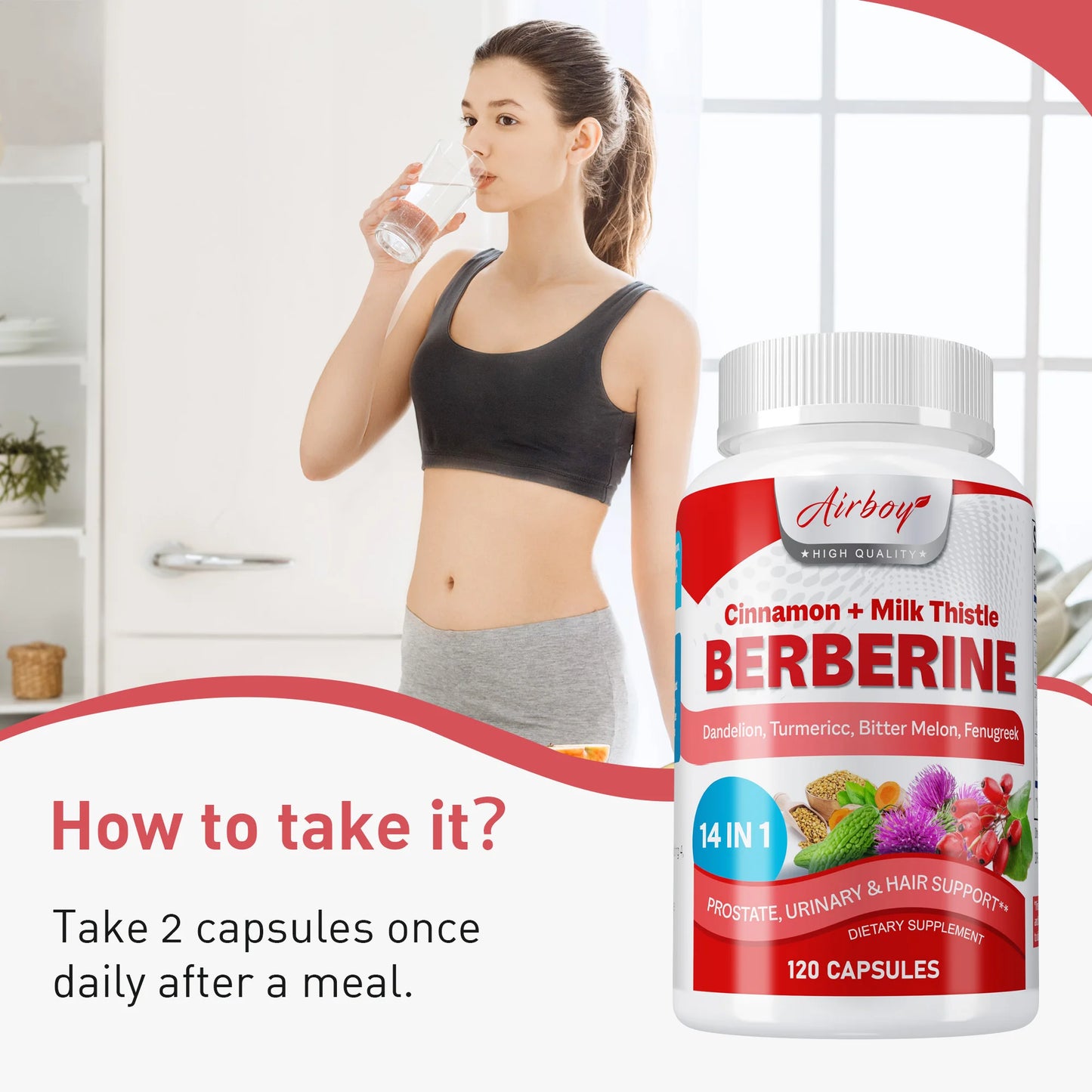 Berberine Capsules - Ceylon Cinnamon, Milk Thistle - Support Glucose Balance, Liver Health, Improves Digestion - 120 Capsules