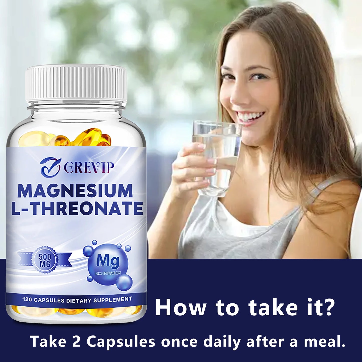 Magnesium L-Threonate Supplement - Supports Quality of Sleep, Focus, Memory & Learning Brain Health - 120 Capsules