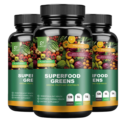 Organic Superfood Greens Supplement - Digestive Support, Energy Boost, Antioxidant - 120 Capsules