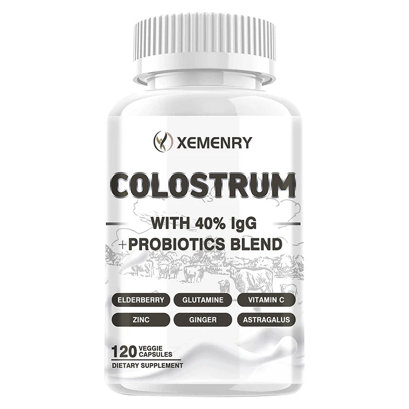 Colostrum Capsules - 40% LgG - Supports Intestinal Digestion and Immune Health Improve Focus, Skin, Gut Health - 120 Capsules