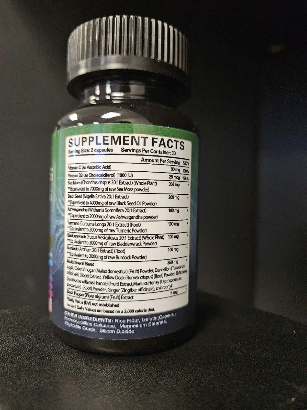 FIXED IN SECONDS Sea Moss Black Seed Oil Ashwagandha Ginger 16 in 1 19445MG -Made in USA-120 capsules