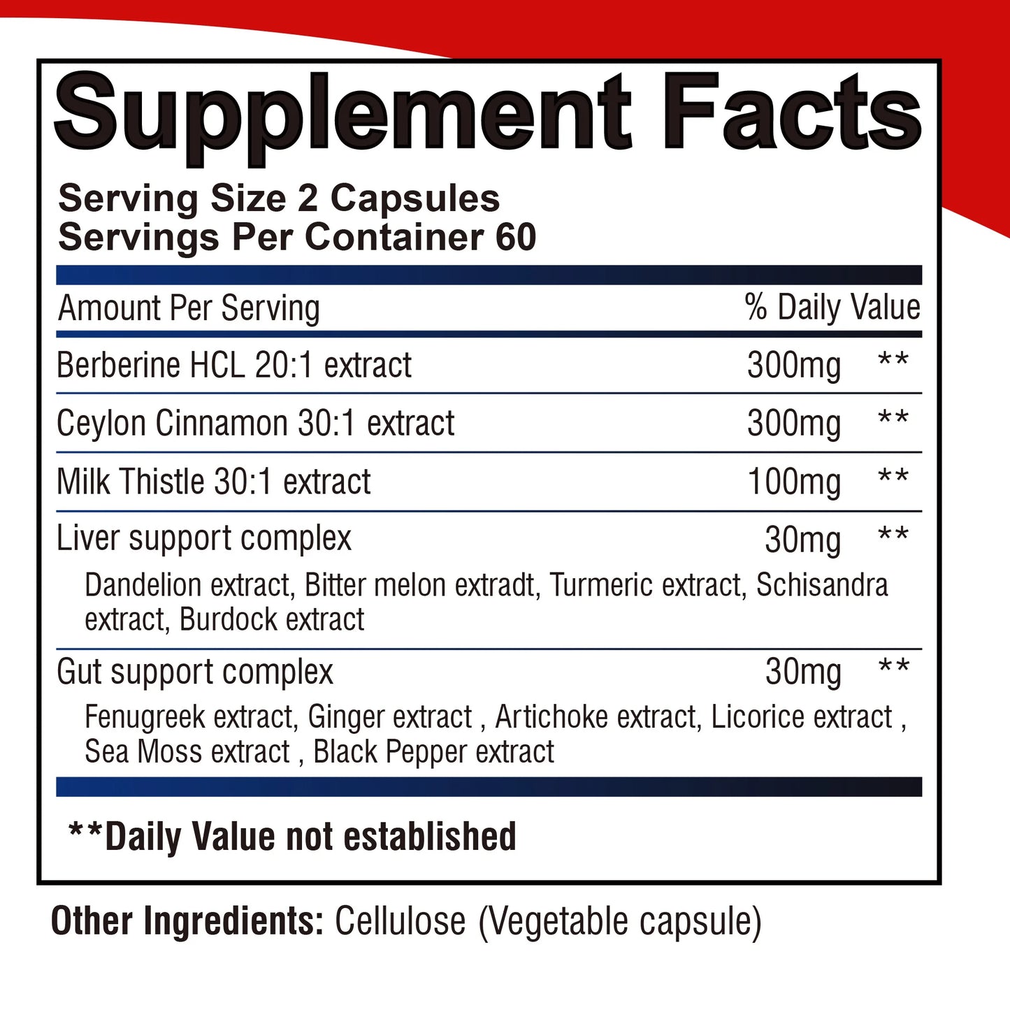 Berberine Capsules - Ceylon Cinnamon, Milk Thistle - Support Glucose Balance, Liver Health, Improves Digestion - 120 Capsules