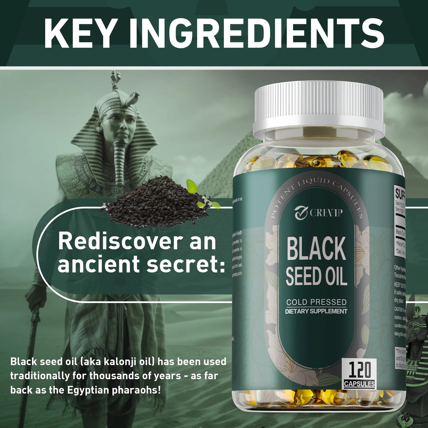 Black Seed Oil - Supports Skin, Digestion, Joints, Immune Health, Promotes Hair Growth - 120 Capsules